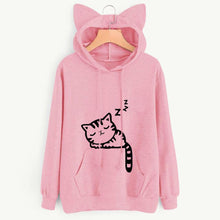 Load image into Gallery viewer, Womens Cat Long Sleeve Hoodie Sweatshirt Hooded Pullover Tops Blouse