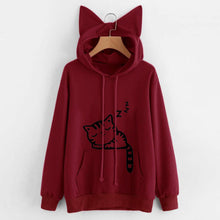 Load image into Gallery viewer, Womens Cat Long Sleeve Hoodie Sweatshirt Hooded Pullover Tops Blouse