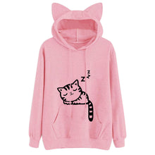 Load image into Gallery viewer, Womens Cat Long Sleeve Hoodie Sweatshirt Hooded Pullover Tops Blouse
