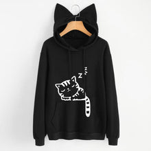 Load image into Gallery viewer, Womens Cat Long Sleeve Hoodie Sweatshirt Hooded Pullover Tops Blouse