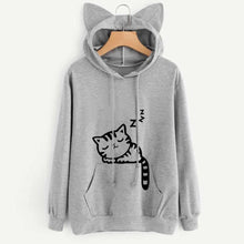 Load image into Gallery viewer, Womens Cat Long Sleeve Hoodie Sweatshirt Hooded Pullover Tops Blouse
