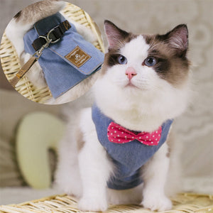 Adjustable Cat Harness, Bowtie cat Suit + Leash